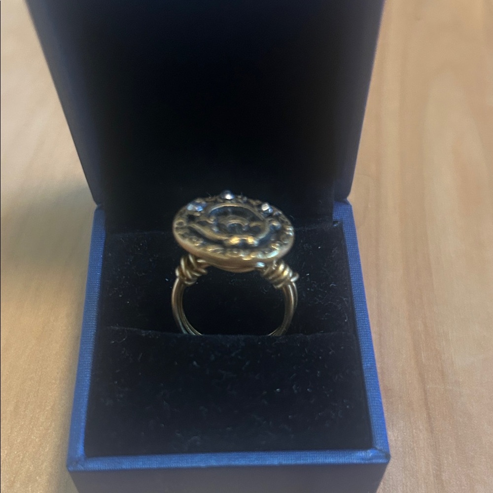 Antique button ring.  Elegant Gold Ring with Intricate Design.